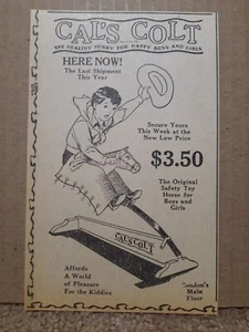 1930 Cal's Colt Spring Horse Newspaper Toy Ad Condon's Store - Picture 1 of 4