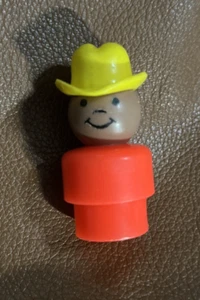 Vintage Fisher Price Little People FARM COWBOY Yellow Hat - Picture 1 of 3