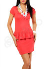 Women Classic Peplum Dress with Basque Tunic Style Scoop Neck Size 8-12 8403