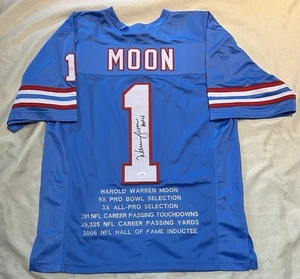 Warren Moon signed Custom Stats Jersey auto autograph certified size XL JSA - Picture 1 of 1