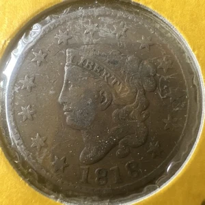 Philadelphia Mint 1818 Copper Coronet Head Large Cent Coin - Picture 1 of 3