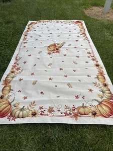 Harvest Tablecloth Made In Portugal by EMME Home Elegant Fall Tapestry Pumpkin - Picture 1 of 5