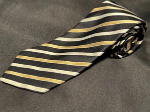 Sean John Black Gold Silver Striped Necktie Classic Silk Look Business Tie - Picture 1 of 4
