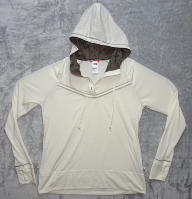 Camisa Pullover The North Face Mujer Grande Crema 1/4 Botón Con Capucha Manga Larga Foto 1 de 4
