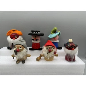 Lotto 6 sei figurine vintage 1970 Kelloggs Cereal Little Mini People legno feltro - Foto 1 di 6