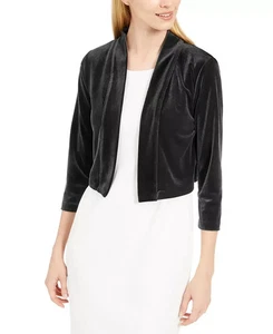 Cárdigan Calvin Klein Negro Terciopelo Encogido de hombros Talla Grande Nuevo con Etiquetas $69 - Imagen 1 de 1