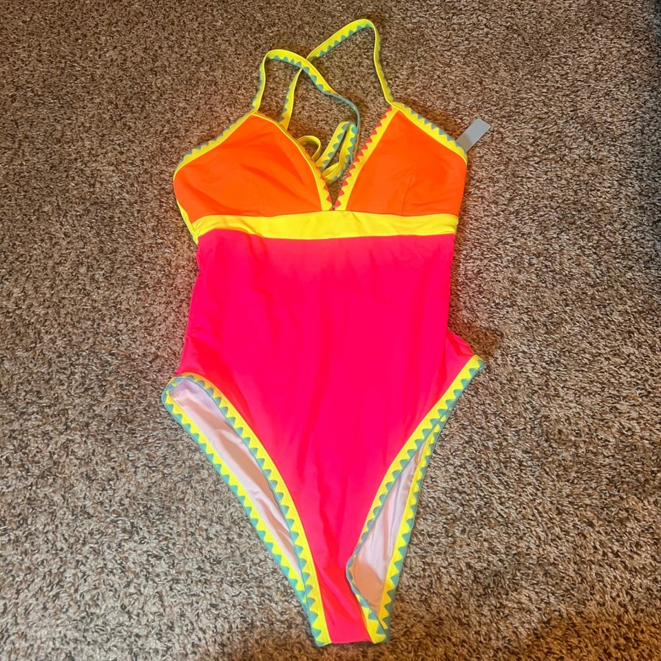 Купальник цельный Popvil Beach Color Block оранжевый розовый желтый M - Изображение 1 из 4