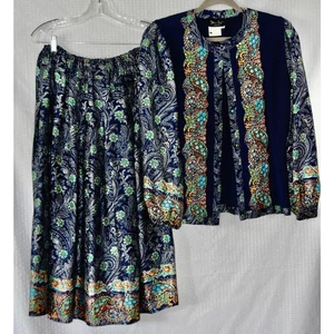 DIANE FREIS Knits Haute Couture 2pc Jacket and Skirt Set Size M - Picture 1 of 3