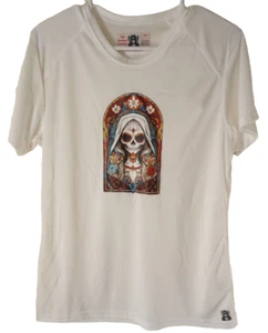 Bad Boutique Damenhemd med weiß gotisch Kathedrale Schädel Design Kappe Ärmel T-Shirt - Bild 1 von 11