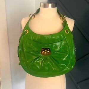 HYPE Spring Green, Gold & Hot Pink Snake Skin Textured  Leather Hobo Bag Preppy