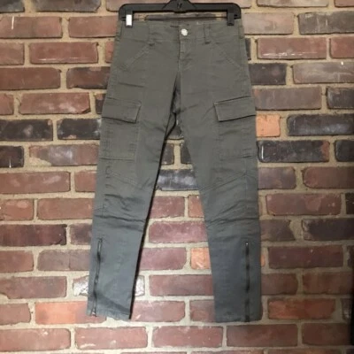 Pantalones cargo Romeo & Juliet Couture cremallera tobillo caqui talla 24 (W28 X L26.5) -POO1 Foto 1 de 4