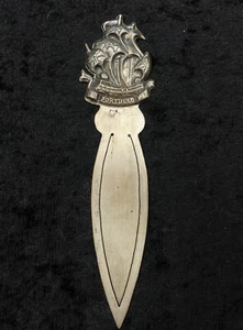 Vintage Portugal sailing ship bookmark 835 silver Portuguese marks letter opener - Picture 1 of 8