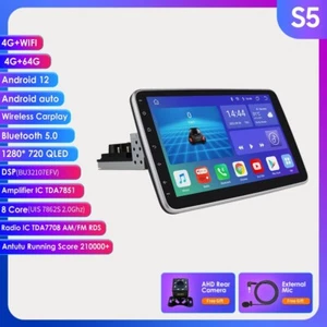 Single 1Din Apple Carplay Stereo Radio DSP BT5.0 GPS Navi Wifi Rotatable Screen - Picture 1 of 16