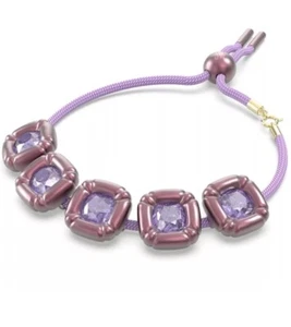 Swarovski Women's Bracelet Dulcis Rose Gold Cushion Cut Purple Stone 5613731 - Picture 1 of 5