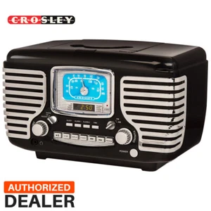 Crosley CR612-BK Black Corsair Retro AM/FM Radio Dual Alarm Clock CD Player - Picture 1 of 5