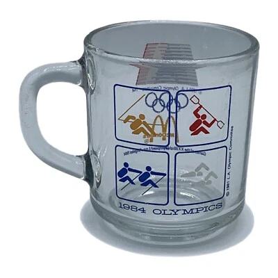 Taza de café vintage de vidrio Anchor Hocking de los Juegos Olímpicos de Los Ángeles 1984 Foto 1 de 4