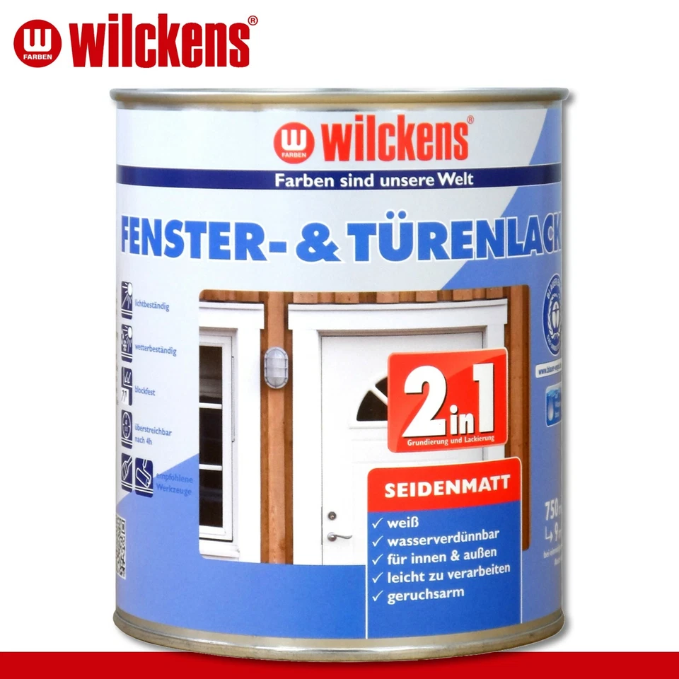 Wilckens 750 ml Türen & Fensterlack 2in1 seidenmatt Lackfarbe Sprühlack - Bild 1 von 1