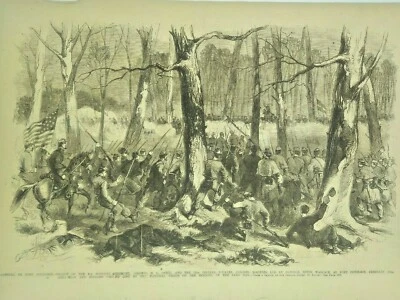 Capture of Fort Donelson 1862 vintage print  Charge of the 8th Missouri Regiment - Image 1 of 3