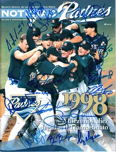 1998 Padres team signed program Tony Gwynn Trevor Hoffman Finley Vaughn +14 JSA - Picture 1 of 2