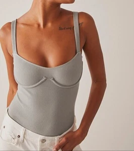 NEW Free People In The City Underwire Bodysuit L Large Cotton Corset Intimately - Picture 1 of 4