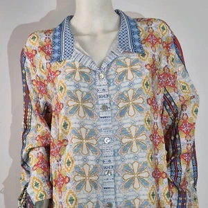 John Mark Damen Tunika Gr. 3X Oberteil Kragen Knopf Mehrfarbig Mehrfarbig Muster (57) - Bild 1 von 13