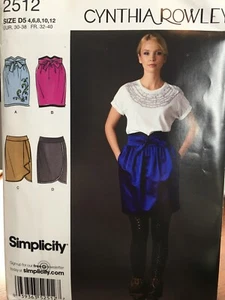 Simplicity Cynthia Rowley skirt sewing pattern Size 4-12 2512 uncut - Picture 1 of 3
