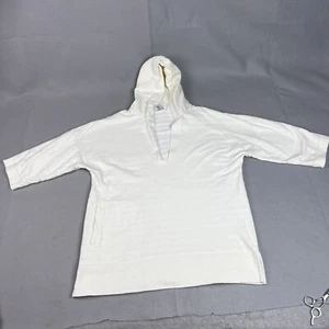 Wild Palms Hoodie V-Ausschnitt Damen groß Baumwolle elfenbein Taschen Freizeit Activewear - Bild 1 von 11