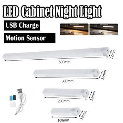 10cm 50cm LED Motion Sensor Under Cabinet Light USB Type C for Closet Night Lamp - Image 1 of 4