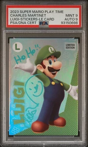 2022 Panini Super Mario Foil Sticker Luigi Firmato Charles Martinet PSA 9 Auto 9 - Foto 1 di 2