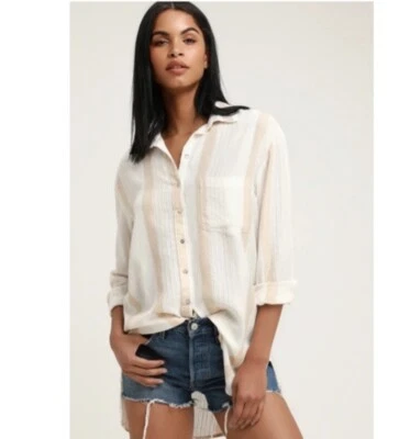 Top Billabong Crema Rayas Botones Talla M Foto 1 de 4