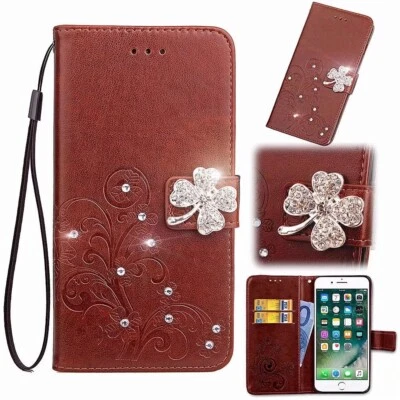 Pattern Leather Bling Card Wallet Magnetic Case Cover For Samsung Galaxy Phones/ - Image 1 of 4