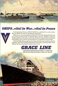 Grace Line Steamships Print Ad Jan. 1945 B & W Nat'l Geographics 11x7½" Full Pg - Picture 1 of 1