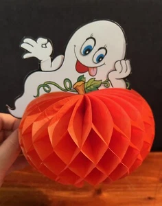 Vintage Geist Kürbis Halloween Dekoration Waben ausklappbar Tischdeko 6" - Bild 1 von 12