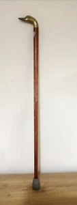 Vintage Messing Entenkopf Holz Gehstock Gummibasis 33,5" hoch - Bild 1 von 7
