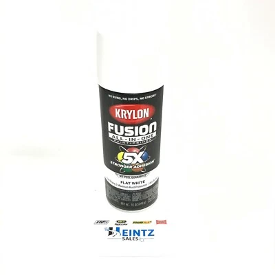 KRYLON 2730 FLAT WHITE All-In-One Fusion Paint & Primer - No-Peel - 12 oz - Image 1 of 3