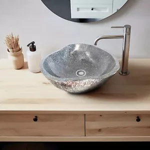 RIVER Riverstone Stone Vessel Bathroom Sink - Picture 1 of 9