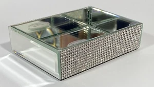 Bella Lux NEW!! Mirror Rhinestone Glam Soap Dish Bathroom Small Tray SPARKLE! - Picture 1 of 6