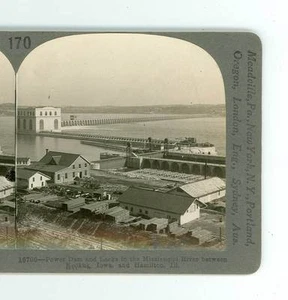 B445 Keystone 16700 Power Dam & Locks The Mississippi Between Iowa & Illinois D - Bild 1 von 2