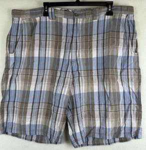 Tommy Bahama Shorts Mens Size 40 Linen Silk Blend Flat Front Blue/Brown Striped - Picture 1 of 9