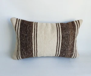 Funda de Almohada Kilim Turca Natural, Funda de Almohada Kilim Tejida a Mano 12x20 - Imagen 1 de 9