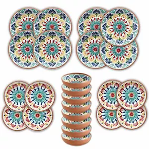 Purely Home Rio Medallion - 24 Piece Outdoor Melamine Dinnerware - Set for 8 - Picture 1 of 7