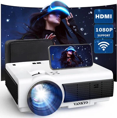 VANKYO 1080P hd WiFi Smart Projector Wireless Movie Home Theater Cinema HDMI USB - Image 1 of 4