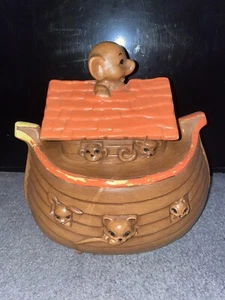Rare Vintage Orange Twin Winton 1960s Noah’s Ark Boat Animals Cookie Jar Ceramic - Picture 1 of 7