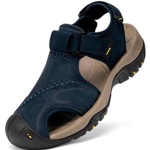 Mens Closed Toe Hiking Sandals Sport Leather Summer Outdoor Trail Beach Athle... - Picture 1 of 8