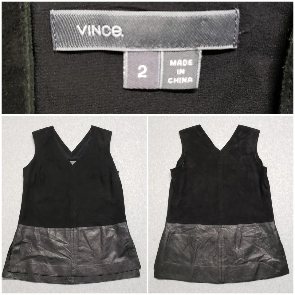 Regata Vince de couro tamanho 2 couro sem mangas gola V - Imagem 1 de 4