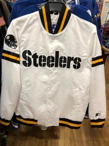 PITTSBURGH STEELERS SATIN JACKET STARTER HERREN LEICHTE JACKE WEISS - Bild 1 von 6