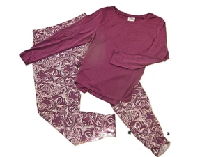 NUEVO SIN ETIQUETAS Sierra Algodón Orgánico Salón Pijama CONJUNTO BORGOÑA PEQUEÑO - Imagen 1 de 5