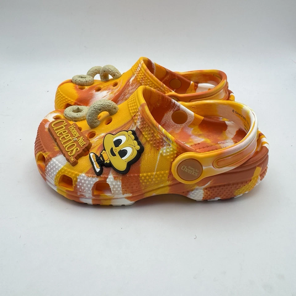 Crocs Honey Nut Cheerios Classic Clog Kids Size Junior 5 Womens 7 Sandals Charms