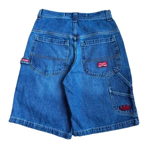 JNCO Men's Vintage 90s Y2K Crown Embroidered Jean Shorts Skater Grunge 28 - Picture 1 of 8