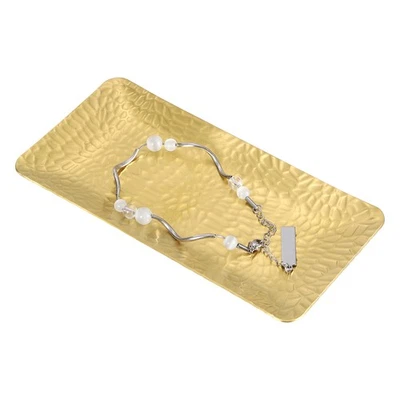 Bandeja Decorativa, Bandeja para Servir Esmerilada con Patrón de Martillos, 5.9x3" Dorado Foto 1 de 4